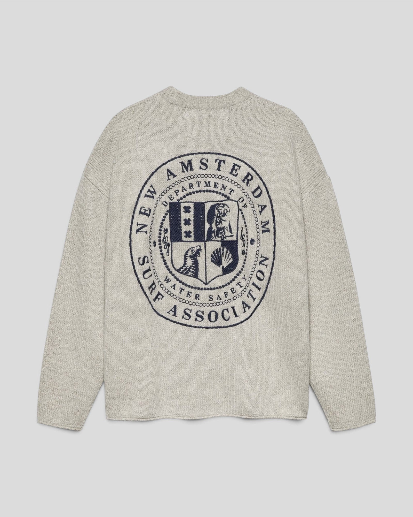 New Amsterdam || Knitted Stamp Crewneck Grey Melange - M' New Amsterdam Surf Association