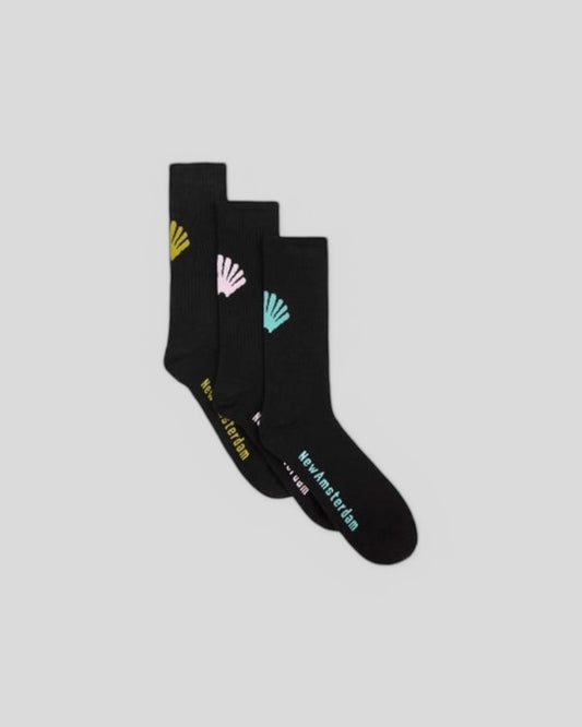 New Amsterdam || Logo Socks 3-Pack - Black -M" New Amsterdam Surf Association