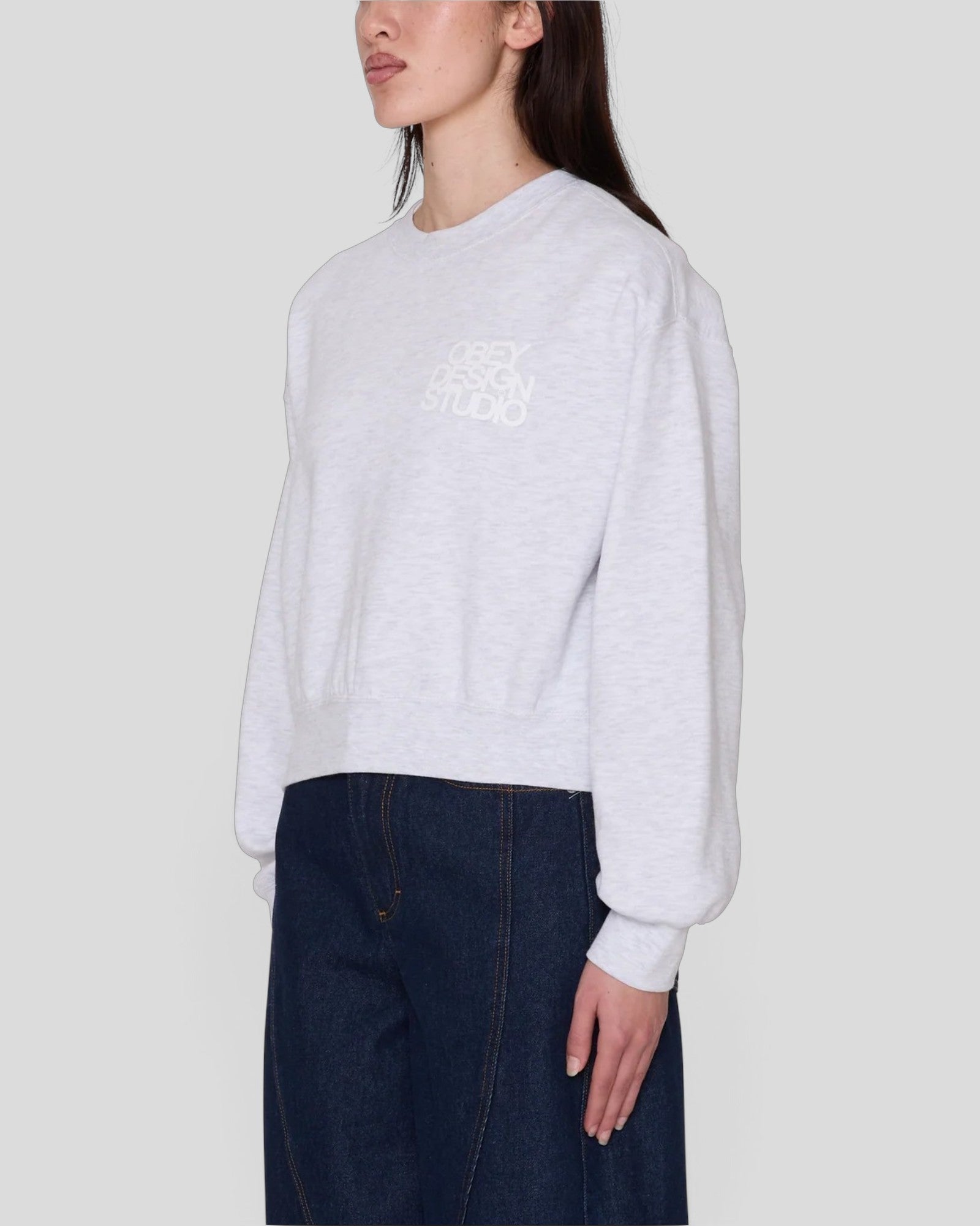 Obey || Design Studio Cropped Sweat - Ash Heather Grey Obey