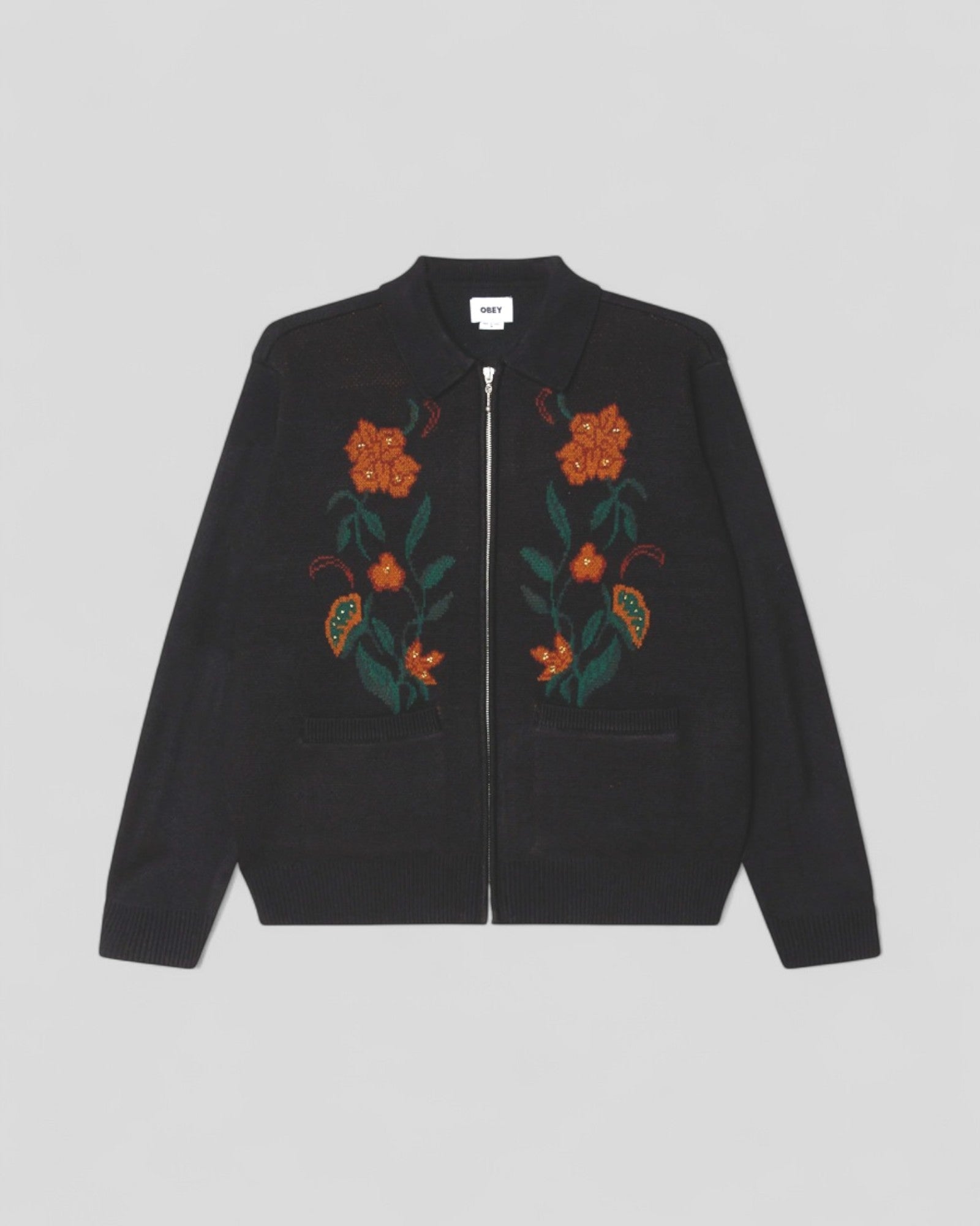 Obey || Floral Zip Cardigan - Black Obey
