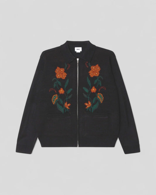 Obey || Floral Zip Cardigan - Black Obey