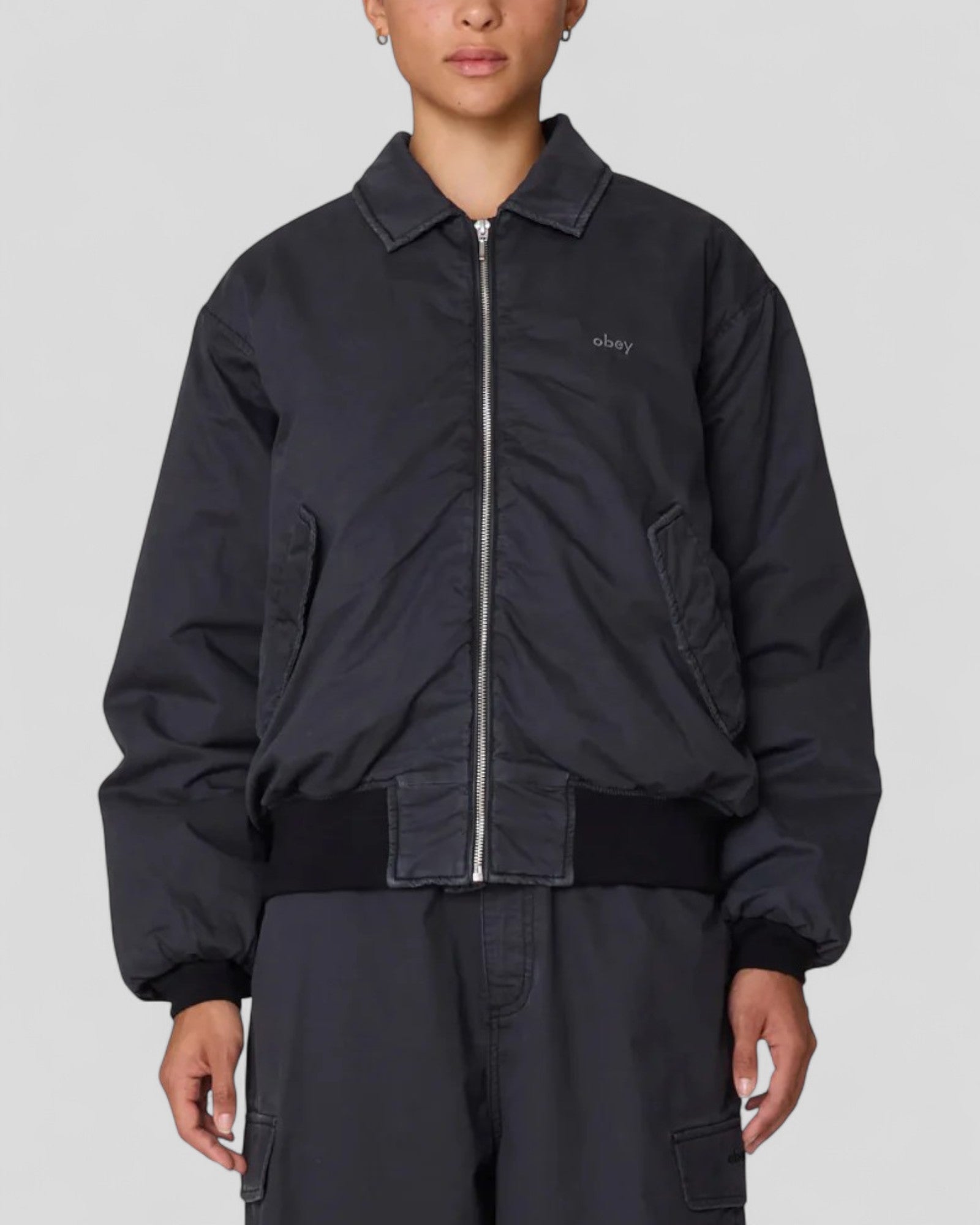 Obey || Florien Bomber - Black Faded Wash Obey