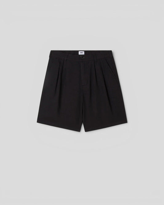 Obey || Foster Pleated Linen Short - Black - M' Obey