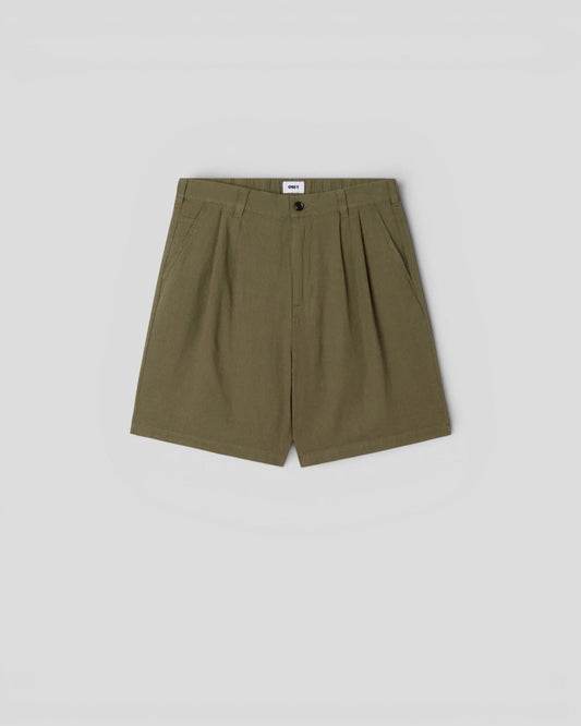 Obey || Foster Pleated Linen Short - Smokey Olive - M' Obey