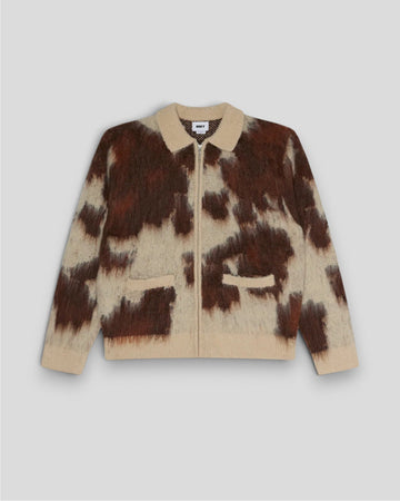 Obey || Cow Pattern Zip Sweater - Cow Multi - M' Obey