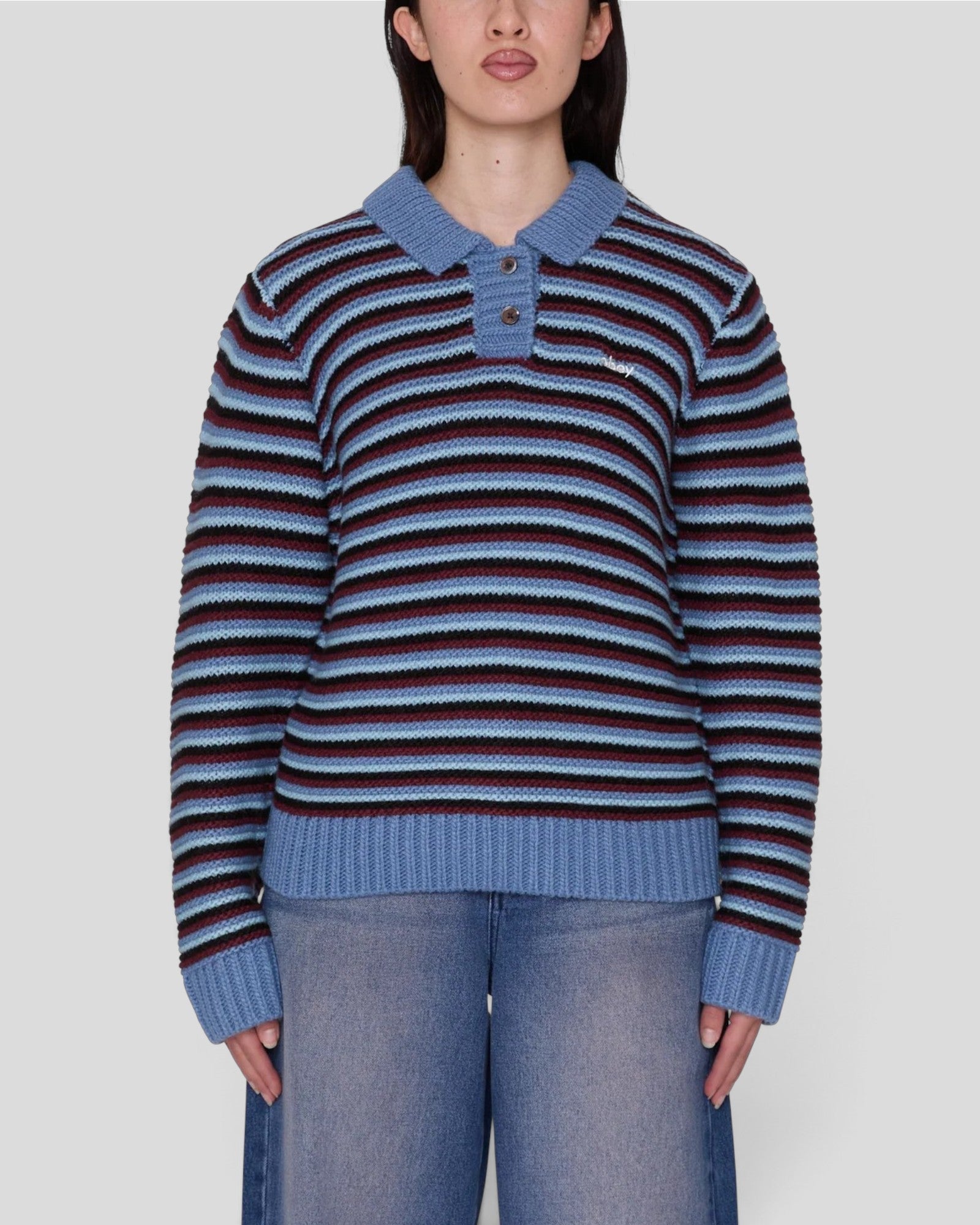 Obey || Colette Polo Sweater - Coronet Blue Multi Obey
