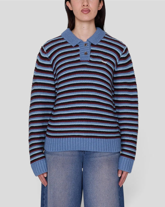 Obey || Colette Polo Sweater - Coronet Blue Multi Obey