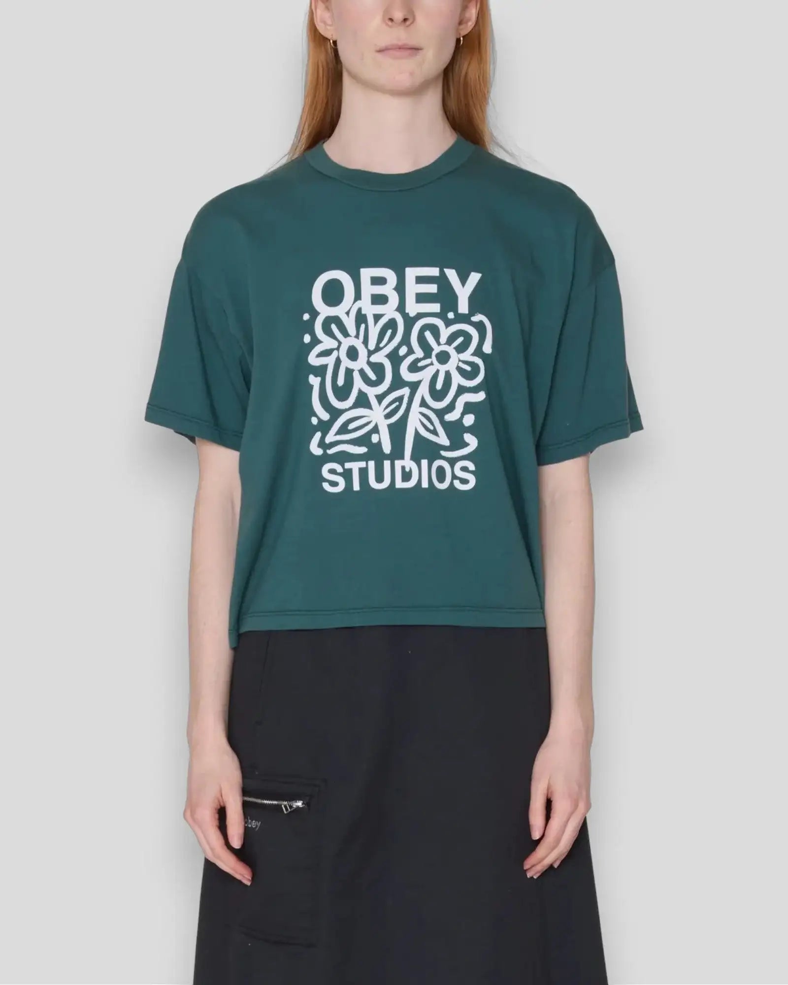 Obey || Flower Dance Row T-shirt - Jasper Green Obey