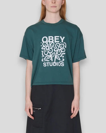 Obey || Flower Dance Row T-shirt - Jasper Green Obey