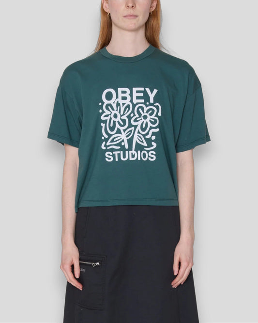 Obey || Flower Dance Row T-shirt - Jasper Green Obey