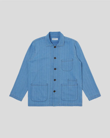 Universal Works || Bakers Overshirt Recycled Herringbone - Washed Indigo Universal Works