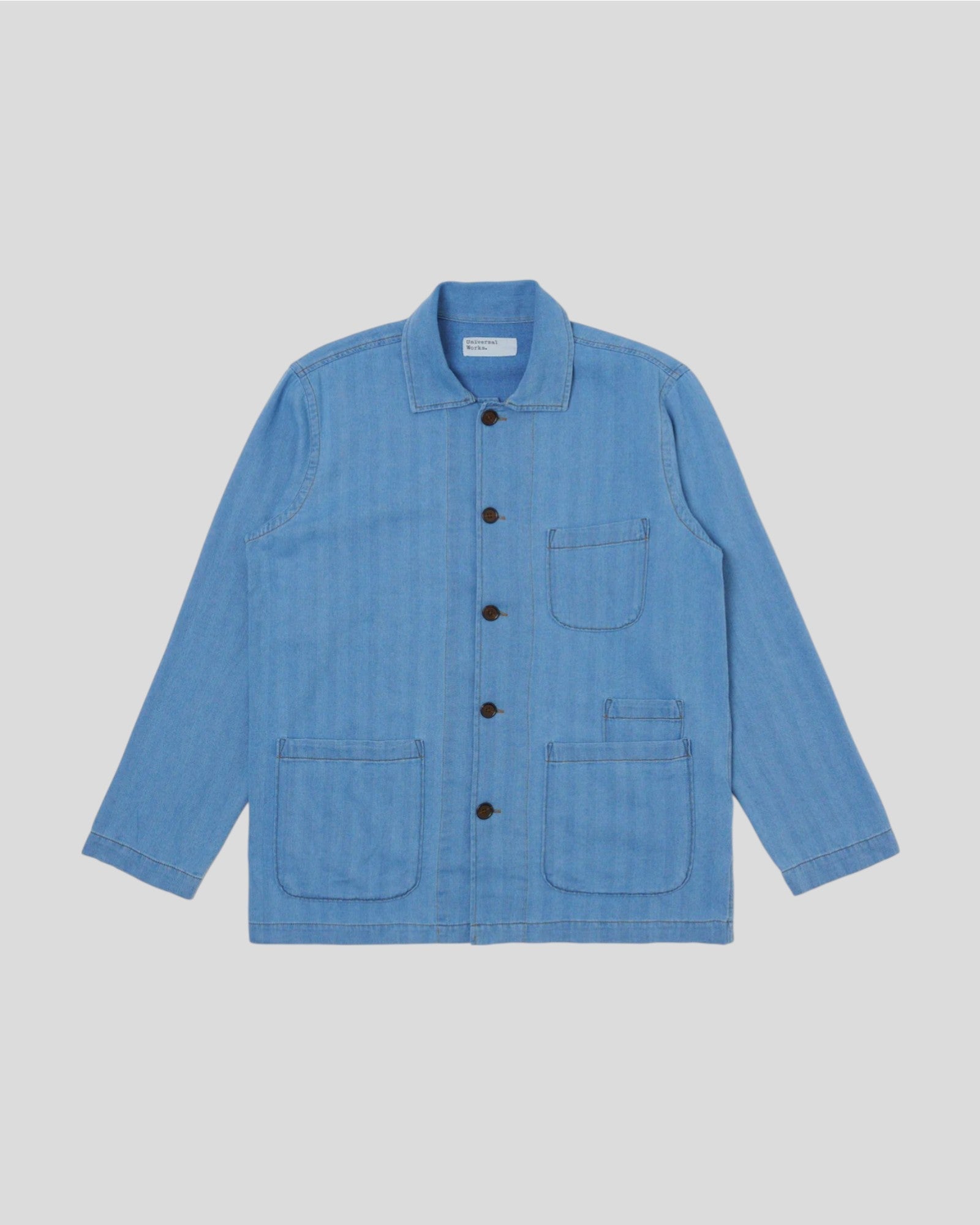 Universal Works || Bakers Overshirt Recycled Herringbone - Washed Indigo Universal Works