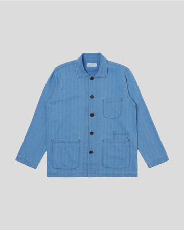Universal Works || Bakers Overshirt Recycled Herringbone - Washed Indigo Universal Works