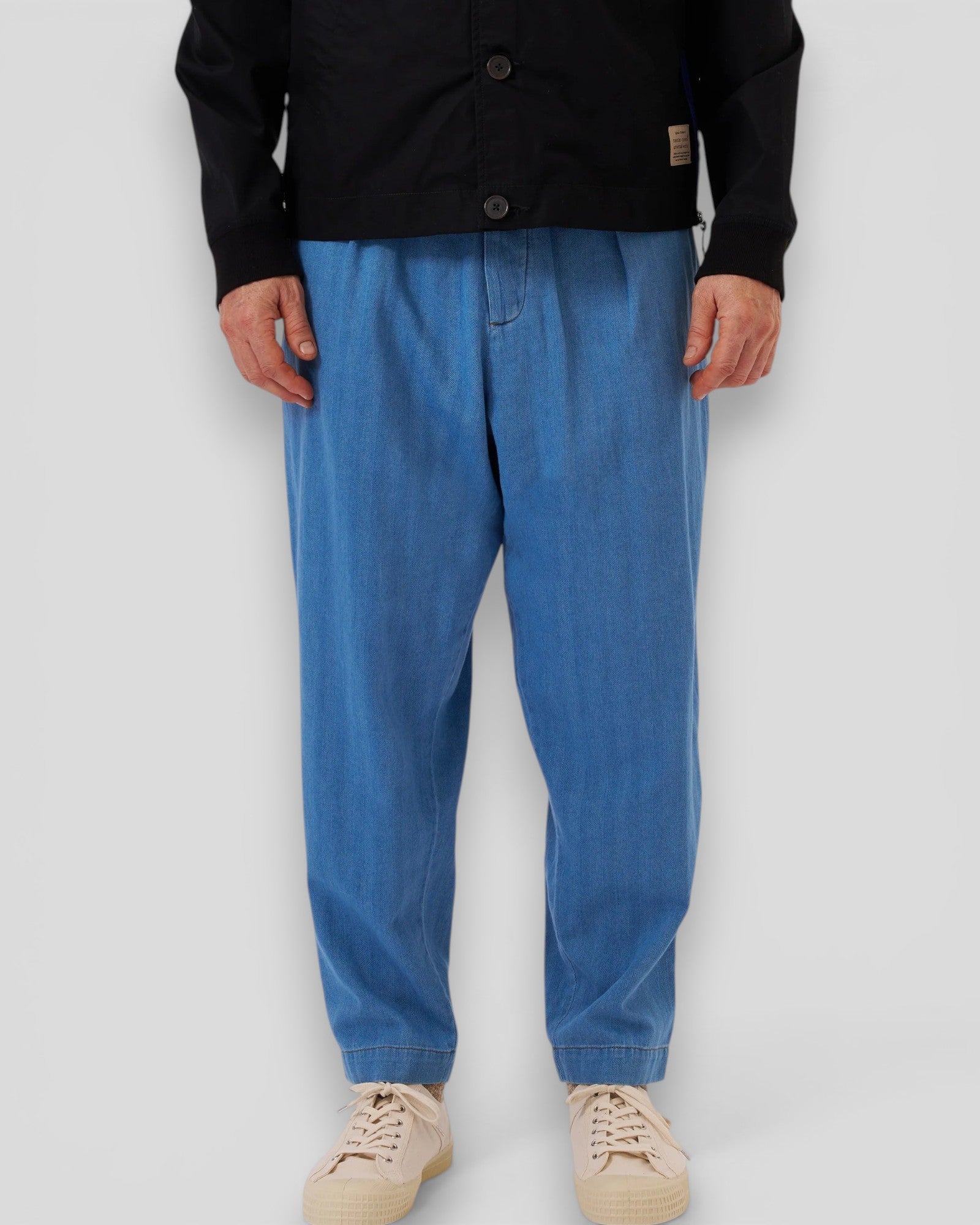 Universal Works || Pleated Track Pant Herringbone - Washed Indigo Universal Works
