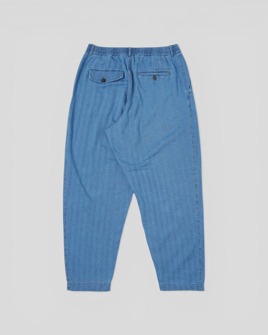 Universal Works || Pleated Track Pant Herringbone - Washed Indigo Universal Works