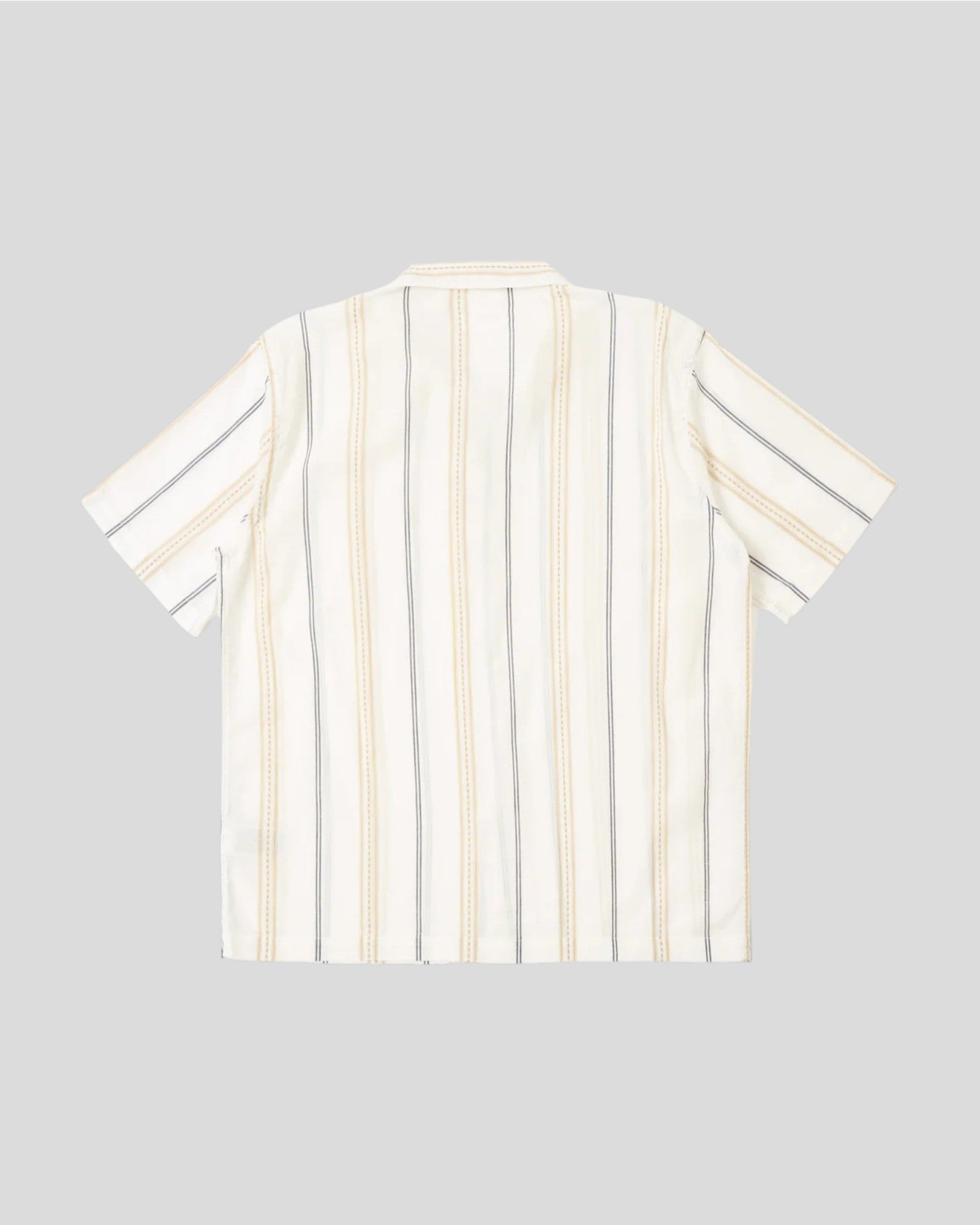 Universal Works || Road Shirt Hendrix  Stripe - Ecru/ Navy/ Sand Universal Works