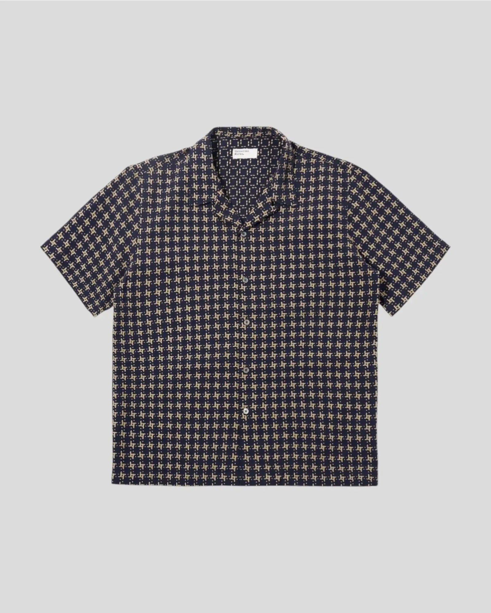 Universal Works || Road Shirt Rhodes 8 Cotton - Navy/ Sand Universal Works