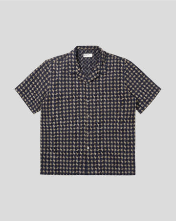 Universal Works || Road Shirt Rhodes 8 Cotton - Navy/ Sand Universal Works