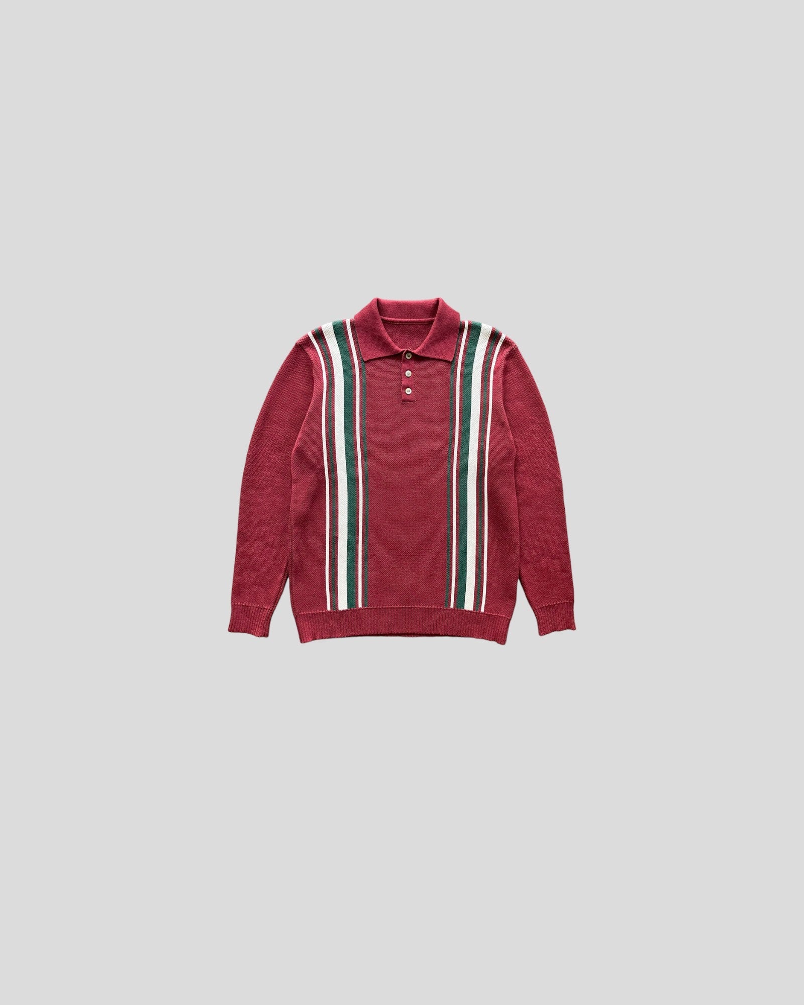 Goodies Sportive || Striped Knit Polo - Burgundy