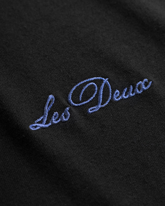 Les Deux || Crew T-Shirt -Black/ Fjord Blue Les Deux
