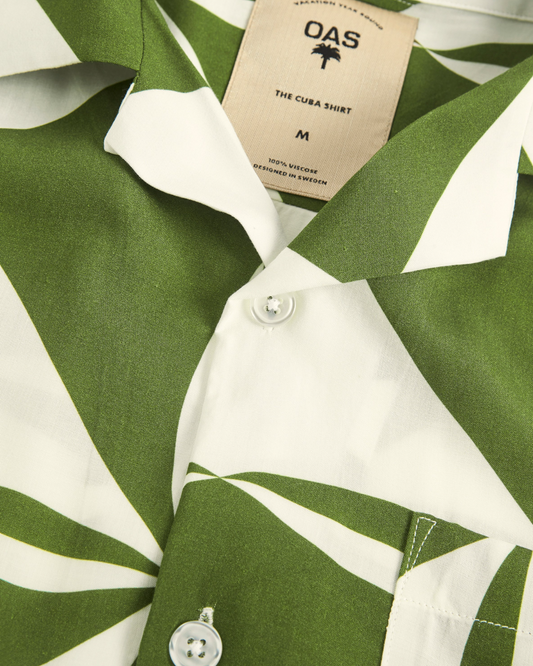 OAS || Bloomy Plateau Viscose Shirt - Olive Green/ White