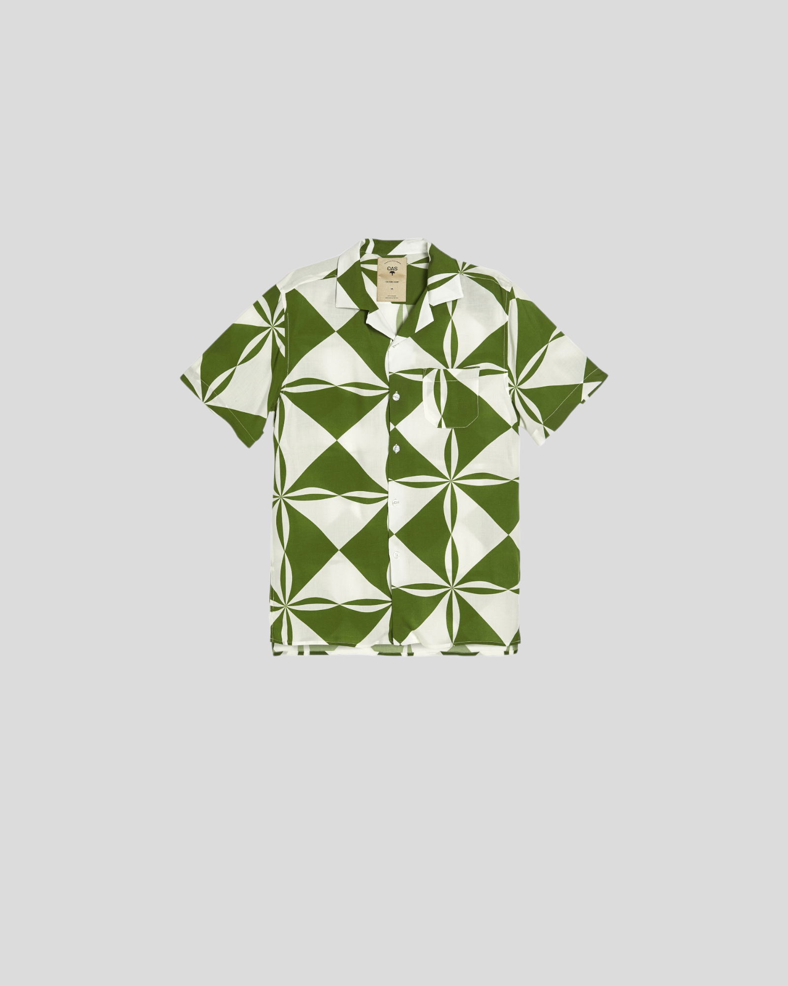 OAS || Bloomy Plateau Viscose Shirt - Olive Green/ White