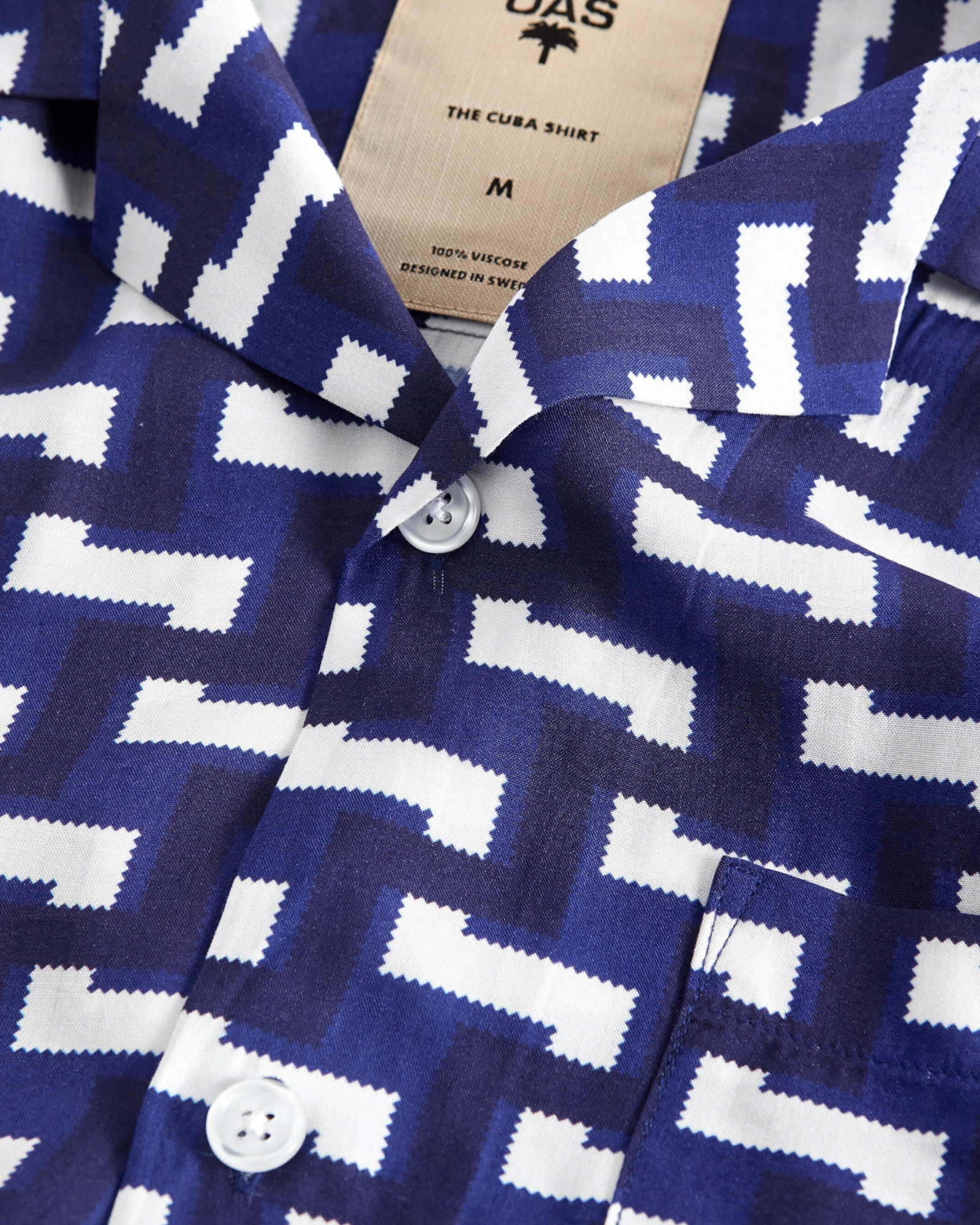 OAS || Blue Layer Zig Viscose Shirt - Cobalt Blue/ Cream OAS Compagny