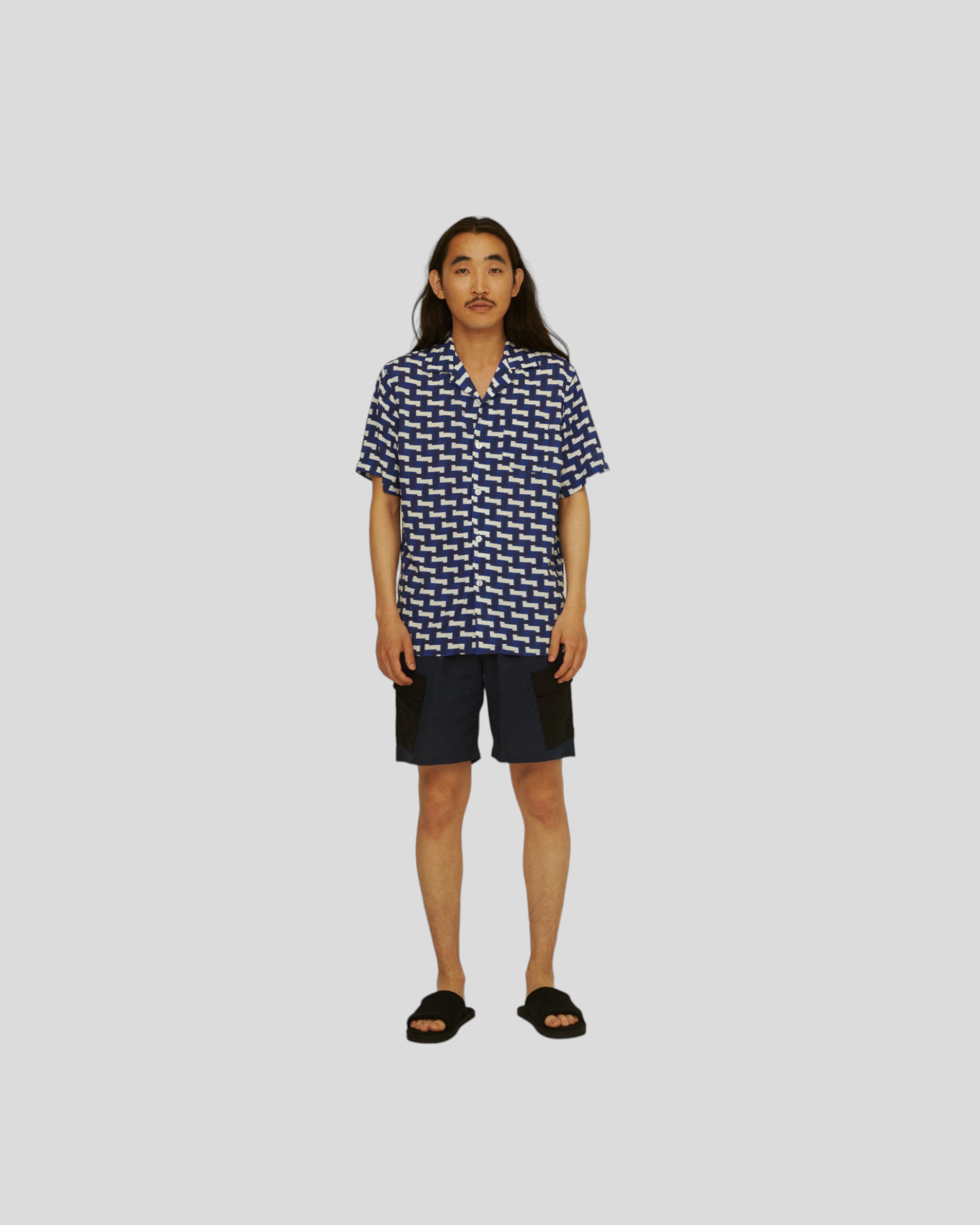 OAS || Blue Layer Zig Viscose Shirt - Cobalt Blue/ Cream OAS Compagny