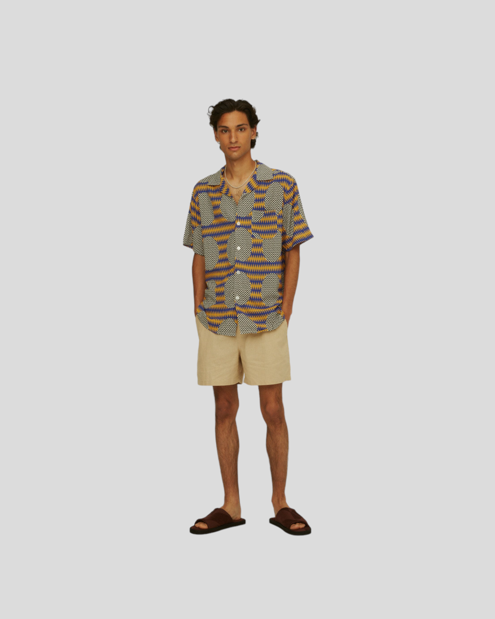 OAS || Chester Finesse Viscose Shirt - Blue/ Orange OAS Compagny