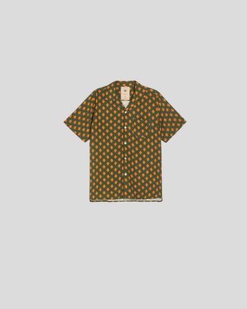 OAS || Smokin Rustic Viscose Shirt - Forest Green/ Orange