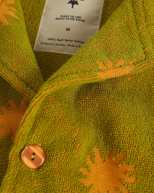 OAS || Sunny Forest Cuba Terry Shirt - Kiwi Green/ Orange