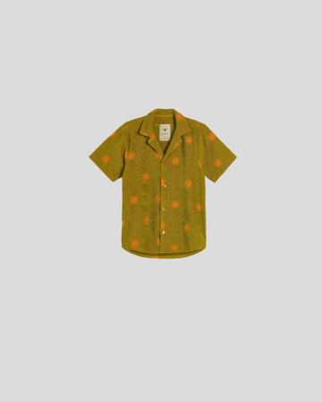 OAS || Sunny Forest Cuba Terry Shirt - Kiwi Green/ Orange