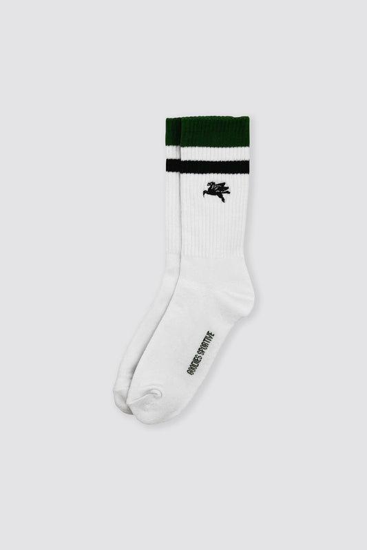 Goodies Sportive - Striped  Pegasus Sock - Chausettes white and Green Goodies Sportive