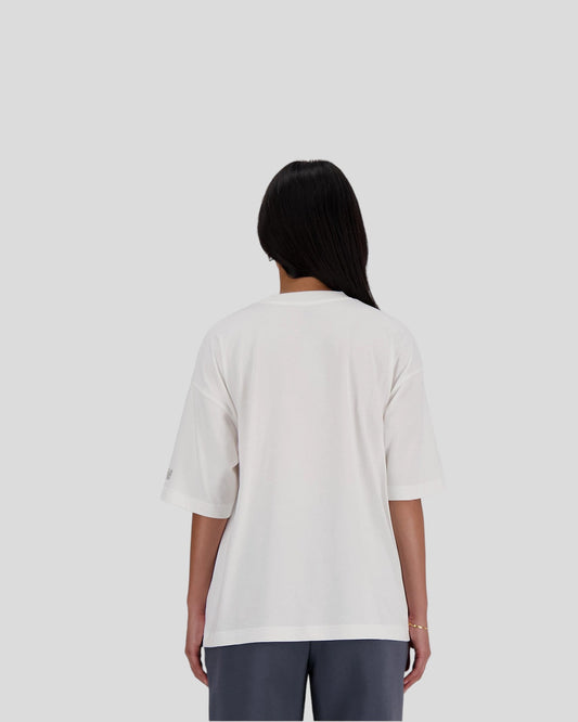 New Balance ||Iconic Collegiate Jersey Oversized T-Shirt - White